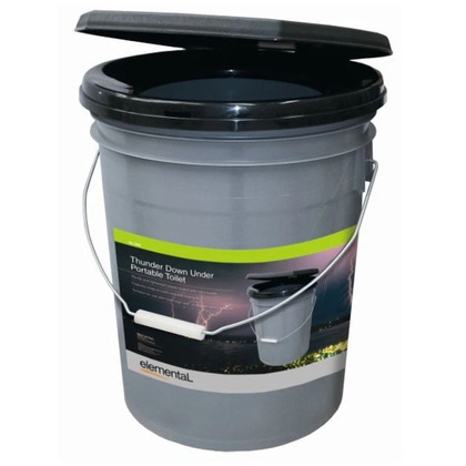 Thunder Down Under Portable Toilet Elemental Thunder Down Under Portable Toilet Bucket Toilet  The Thunder Down Under toilet is ideal for camping, worksites or emergencies. It is surprisingly comfortable to use and is lightweight to carry and transport.