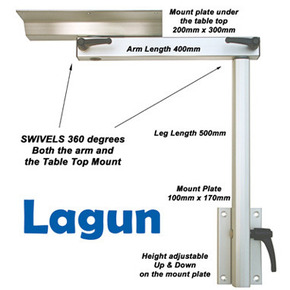 The versatile space-saving Lagun 605 swivel Table Frame. Everything you need to mount your existing table top onto and give yourself A height adjustable table that can be raised to bench height to give you more space - A table the can be shoved out of the