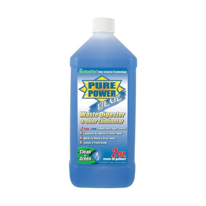 Waste Digester & Odour Eliminator - Pure Power Blue is an all new biological formula with proprietary BioBlastPlus odour control technology that performs without fail in all temperature conditions. Campervan Caravan Motorhome RV Bus Camper Trailer Boat   