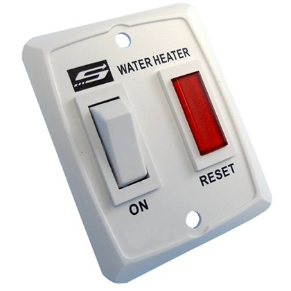 This is a Suburban Switch Plate with Light - White for SW6DA model water heaters. It's the switch for the gas ignition component of the hot water service.