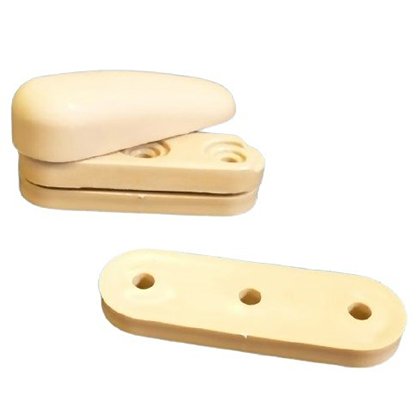 Turn Button With Spacer & Plate  Ideal for retaining hinged doors or folding tables. Connect to the wall and simply turn the button to hold the table or door up out of the way.  Specifications:      Colour: Beige     Dimensions: 55 x 19mm (L x W)     Kit